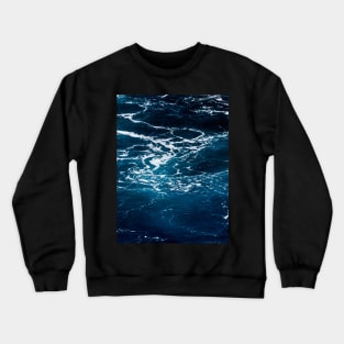 Wavy foamy dark blue sea water Aerial photograph waves ocean summer splash aqua Crewneck Sweatshirt